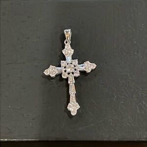 Vintage Brilliant CZ Cross Pendant